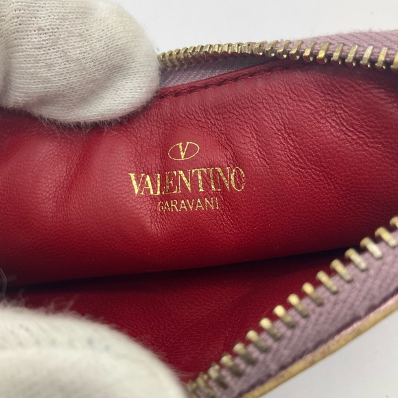 Valentino Pink Metallic Quilted Patent Rockstud Zip Pouch/Key cles - Picture 11 of 14